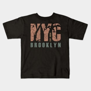 New york city (NYC) brooklyn city map typography-EST 1634 Kids T-Shirt